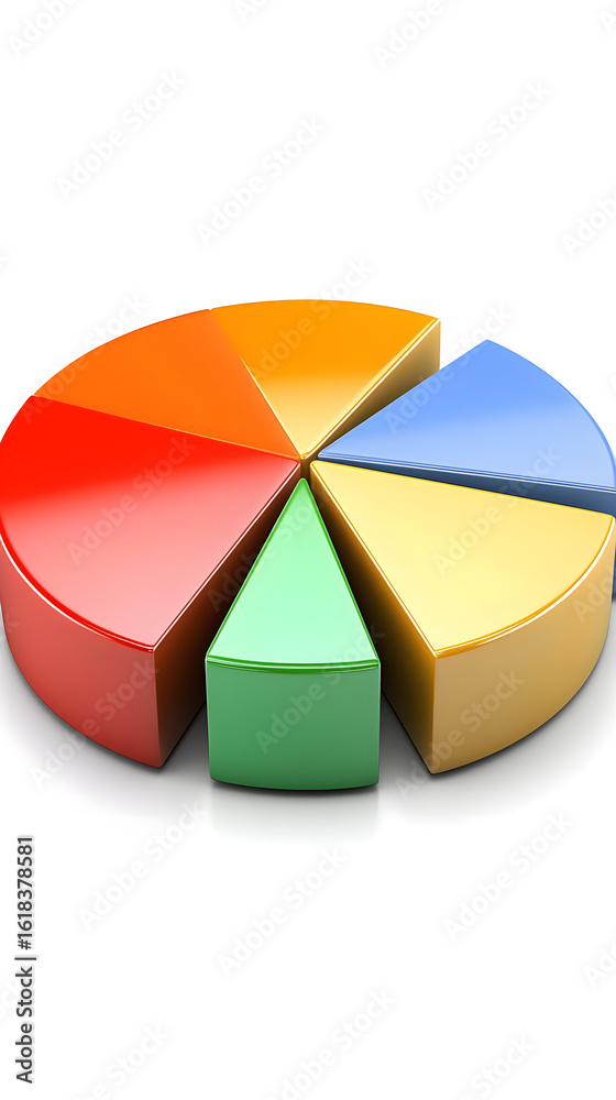 Obraz premium Colorful Pie Chart Graphic Design On White Background