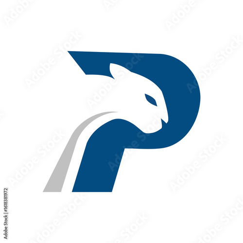 Minimalist panther head logo design combined with the letter P