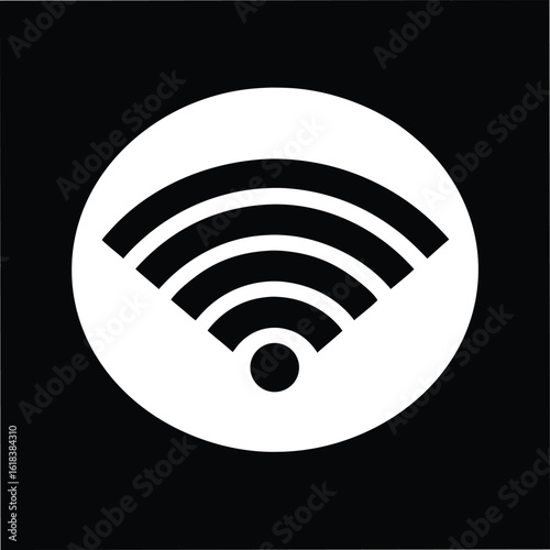Minimalist high contrast wi fi signal graphic