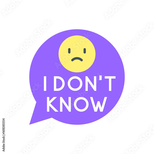 I Don’t Know Badge with Sad Emoji in Purple Bubble