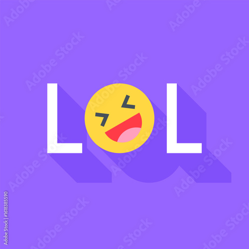 LOL Laughing Emoji Badge with Purple Background and Shadow