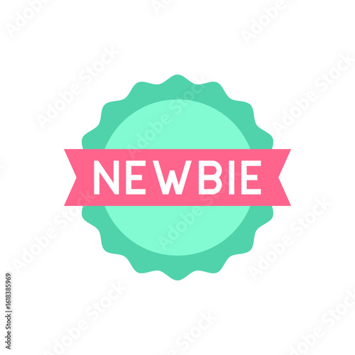 NEWBIE Badge Ribbon in Mint Green Circle with Red Banner