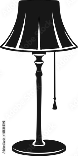 Floor lamp silhouette vector. Home décor accessory 