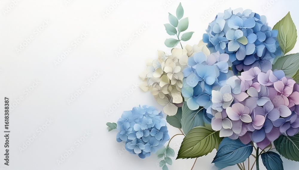 Obraz premium hydrangeas n white background copy space created with generative ai