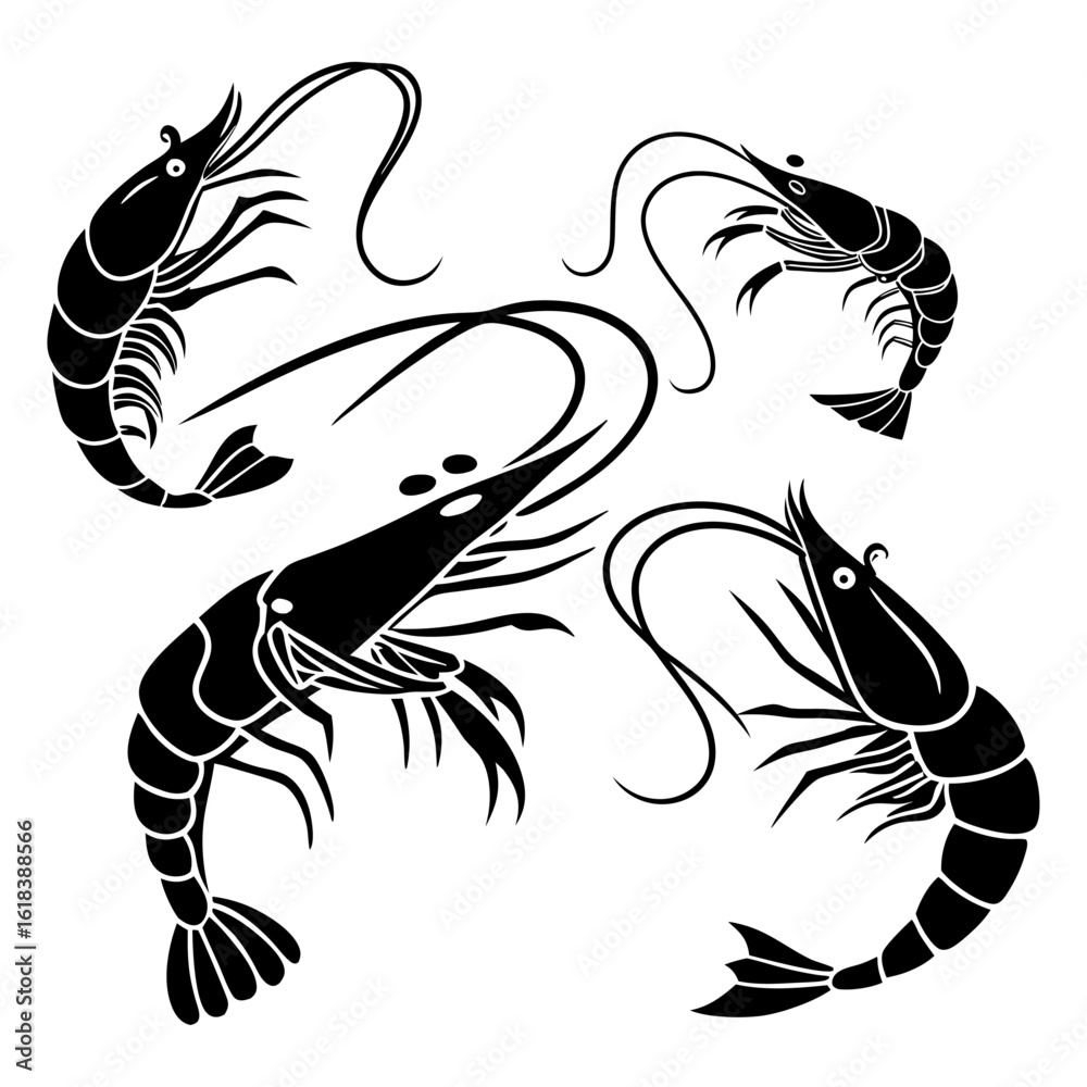 custom made wallpaper toronto digitalGraphic Black-and-White Illustration of Amano Shrimp in Artistic Style