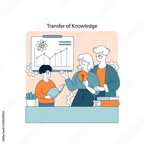 Connection Between Generations. Flat Vector Illustration