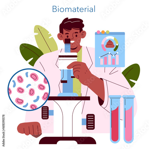 Scientist Examining Biomaterials Under a Microscope