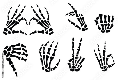 Skeleton hand finger sillhouete vector