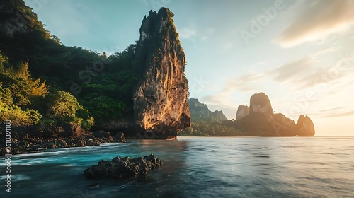 Majestic Coastal Cliffs at Sunrise Tropical Landscape