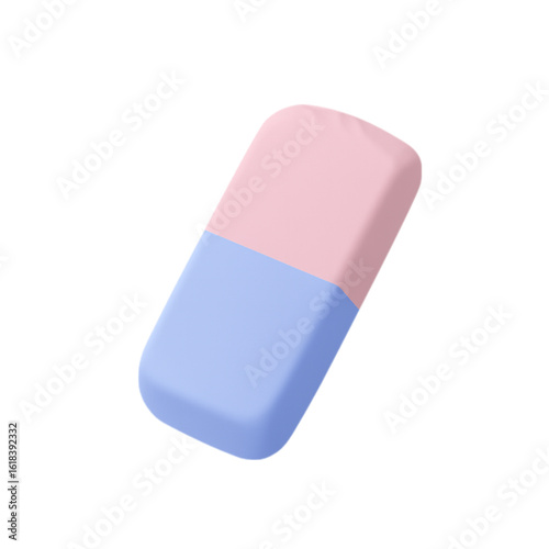 Pink and blue eraser isolated on transparent background