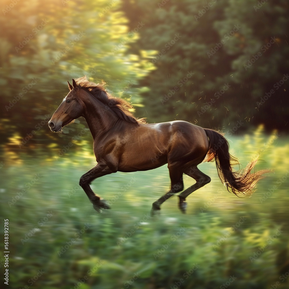 Galloping Horse in Field Galloping Horse in Field