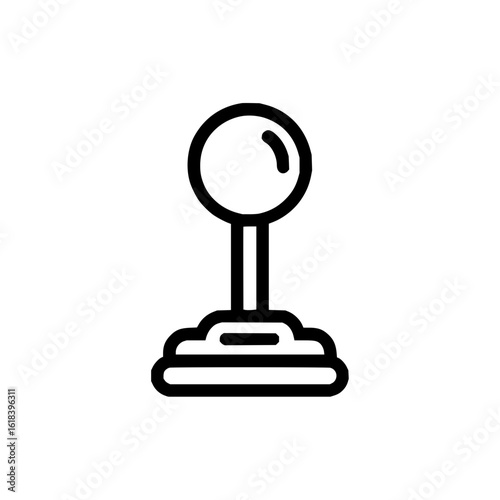 A simple black and white line drawing of a gear shift with a round knob on a white background design