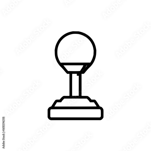 Illustration of a simple trophy with a spherical top and tiered base in black outline on white background