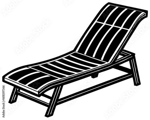 Black and white chaise lounge chair silhouette