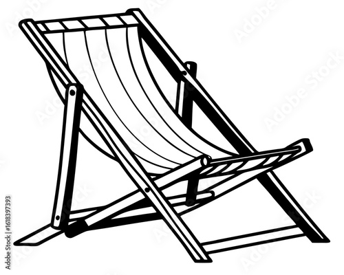 Classic wooden beach chair relaxing outdoor furniture silhouette