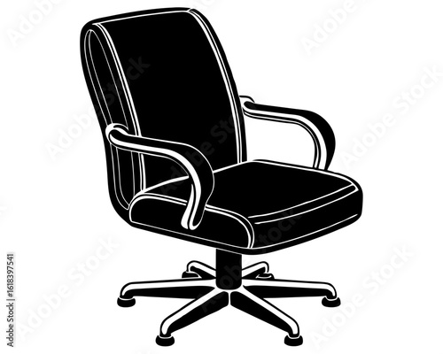 Classic office chair with armrests and rolling base silhouette