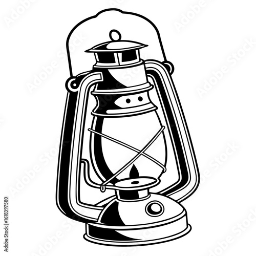 Vintage kerosene lantern with handle silhouette
