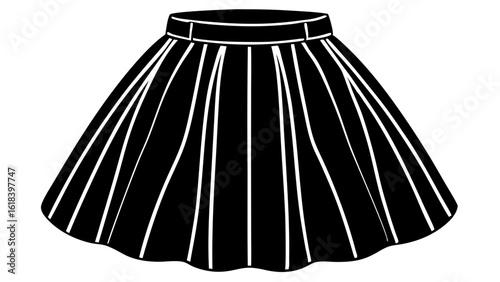 Black pleated skirt with white stripes silhouette