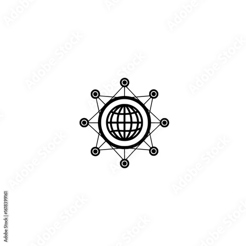 Globe with Network Icon Vector Illustration Representing Global Connection and Worldwide Web