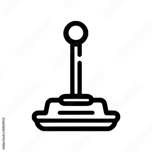 Illustration of a car gear stick in black outline on a white background, simple and minimalist design style