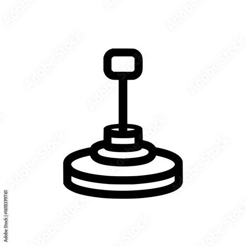 Illustration of a simple black and white outline drawing of a round ceiling light fixture with a pull cord