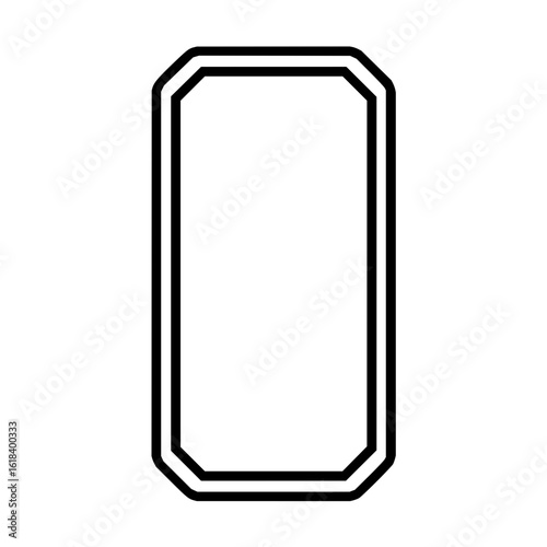 Double lined rounded rectangle with angled corners in black and white simple geometric shape design element