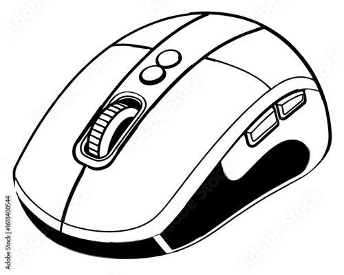 Computer mouse silhouette with scroll wheel and buttons