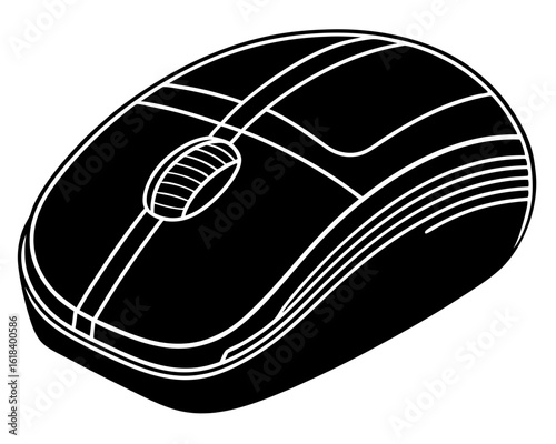 Computer mouse silhouette with white outline detail