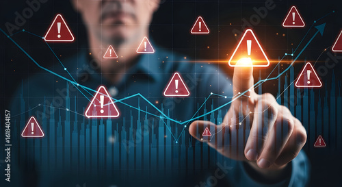 Monitor your cybersecurity risks with modern data analytics displaying warning signs and real-time threat protection