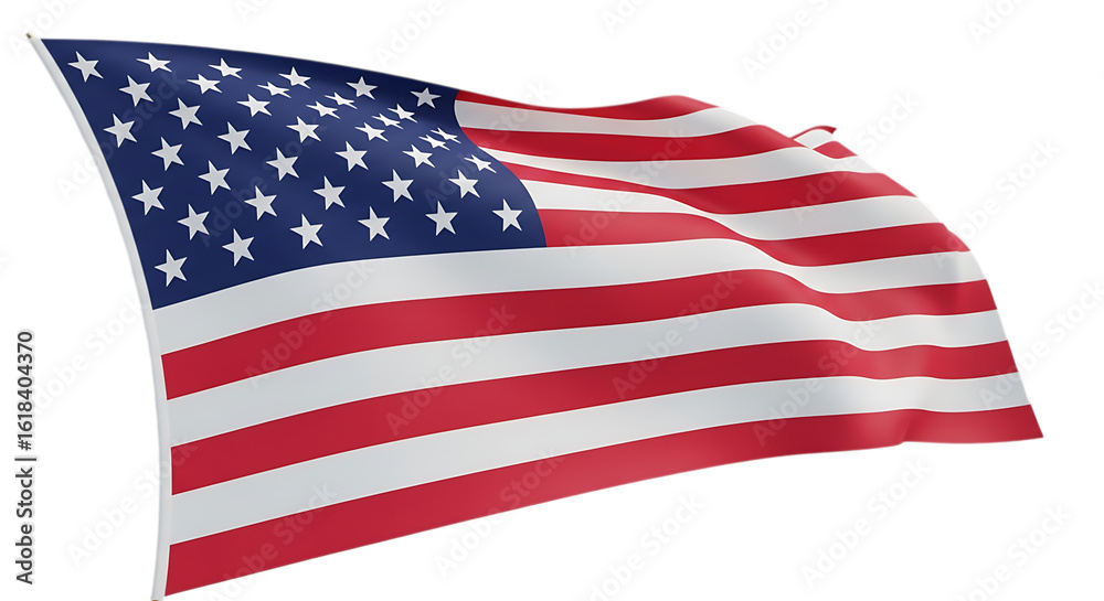Fototapeta premium Waving american flag isolated on transparent background
