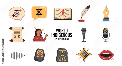 World Indigenous Peoples Day Icon Set