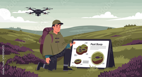 Surveying Peat Bogs With Drone Technology In Natural Landscape