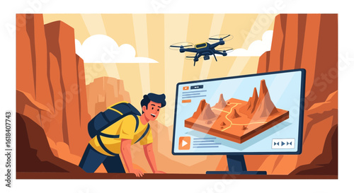 Exploring Grand Canyon With Drone And Modern Map Technology
