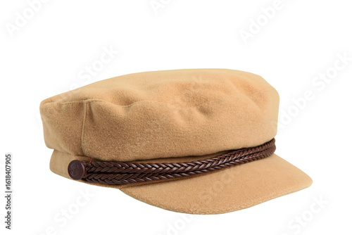 Cashmere women's brown beret isolated on white background