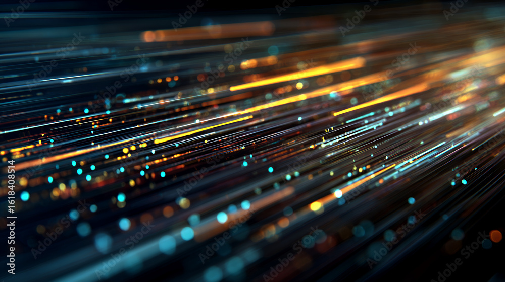 Abstract Background of Glowing Lines and Particles in Motion Abstract Background of Glowing Lines and Particles in Motion