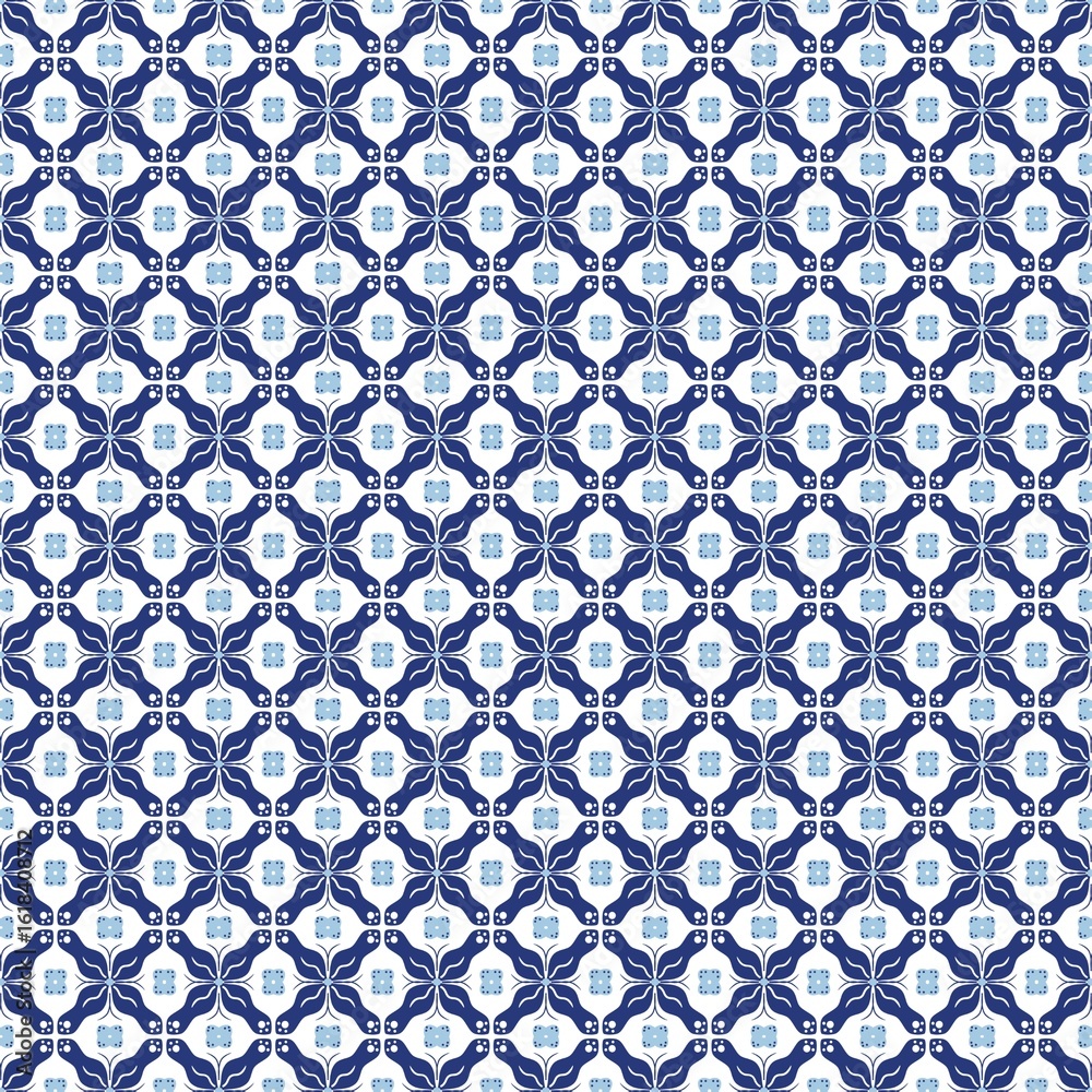 Fototapeta premium seamless batik pattern in blue ornament