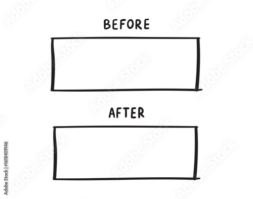 before and after screen rectangle frames. before after banner with empty space. Hand drawn doodle line template for graphic design. 
