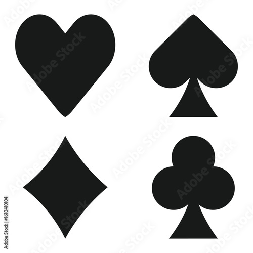 Card symbols illustration featuring spades, hearts, clubs, and diamonds in a simple design. Eps 10.