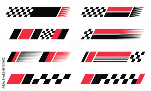Collection of abstract geometric racing stripes for sports car wrap sticker designs

