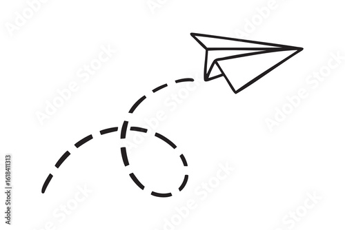 paper plane icon doodle hand drawn. Outline drawing paper plane line clipart symbol