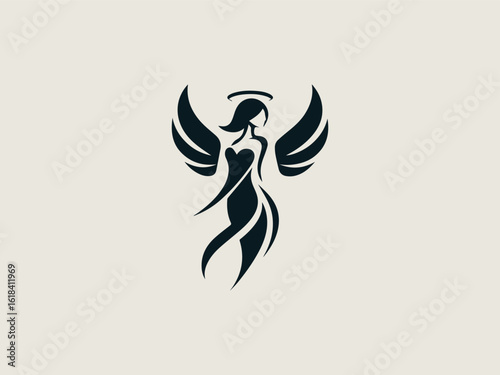 Elegant angel wing vector logo for luxury beauty brands or wedding services