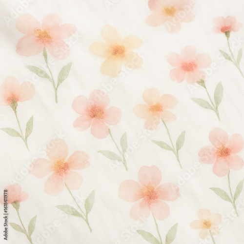 수채화 꽃 프린트 천