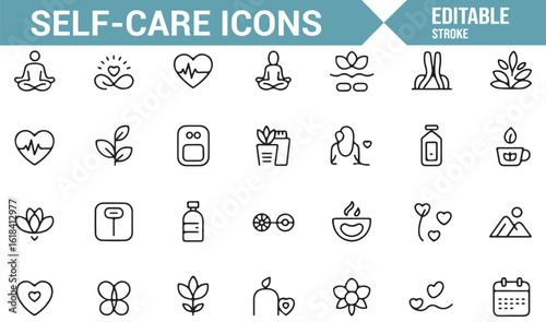 Icons for Mindfulness, Self-Care, and Healthy Living
