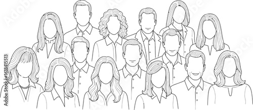 Faceless team members illustration for business concept and teamwork representation vector graphic design editable
