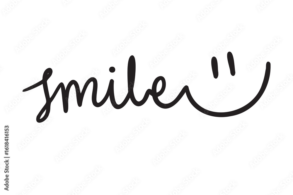 Fototapeta premium funny smile lettering icon. smile symbol emotion smiley face in doodle hand drawn style. symbol for happy international day of happiness