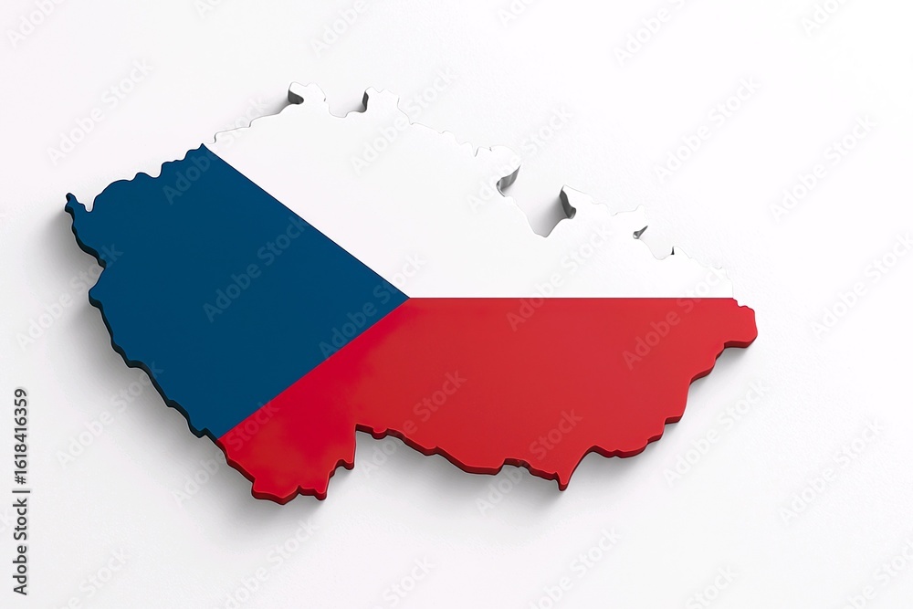 Obraz premium Czech Republic Map with Flag Overlay – Modern 3D Design