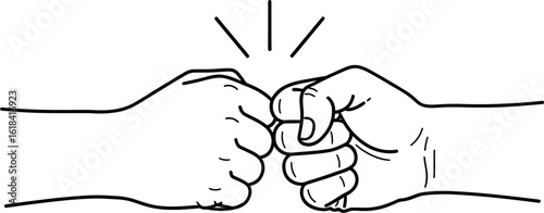 Illustration of fist bump gesture for friendship agreement and success concept vector graphic design editable