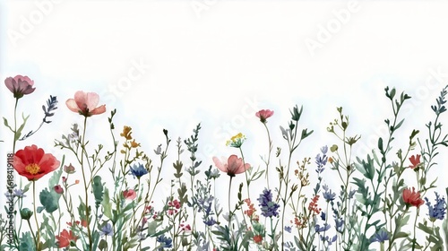 Colorful Wildflowers Bloom in a Meadow During Springtime