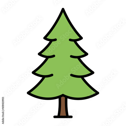 Outline icon of a pine tree or fir tree, in black and white minimalist forest style.