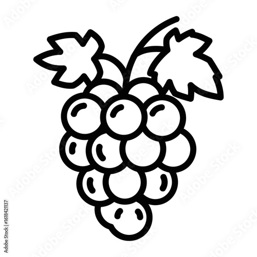 Outline Grape Icon in Minimal Line Style